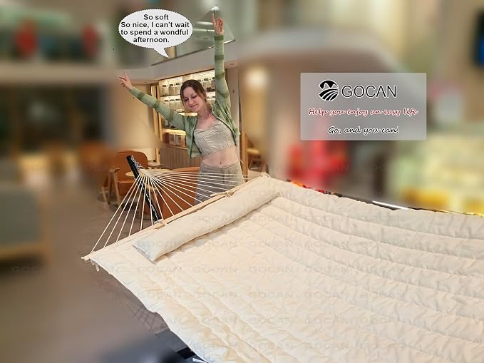 GOCAN Mesh Hammock,Cotton rope hammocks with Pad Chains Hooks Tree Straps fit stands from 9' to 15' for outside indoor patio yard - Image 3
