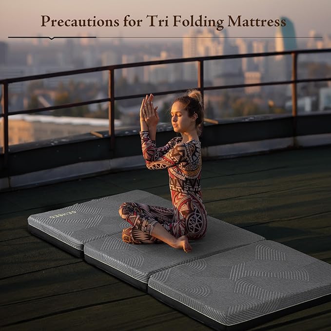 GEMBED Tri Folding Mattress Full Size - Memory Foam Tri-fold Mattress, Handle & Non-Slip Bottom, Portable Foldable Sofa Bed Floor Chair for Travel RV Camping Guest Yoga - 4 Inch, 73"x52"x4"