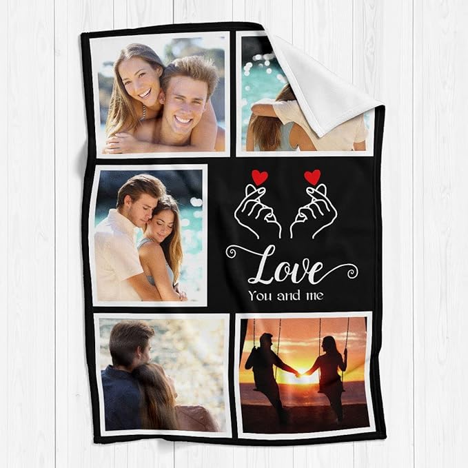 Printwoo Custom Blankets with Photos, Personalized Photo Blankets Using My Own Photo, Personalized Gifts for Boyfriends Girlfriends Dad Mom