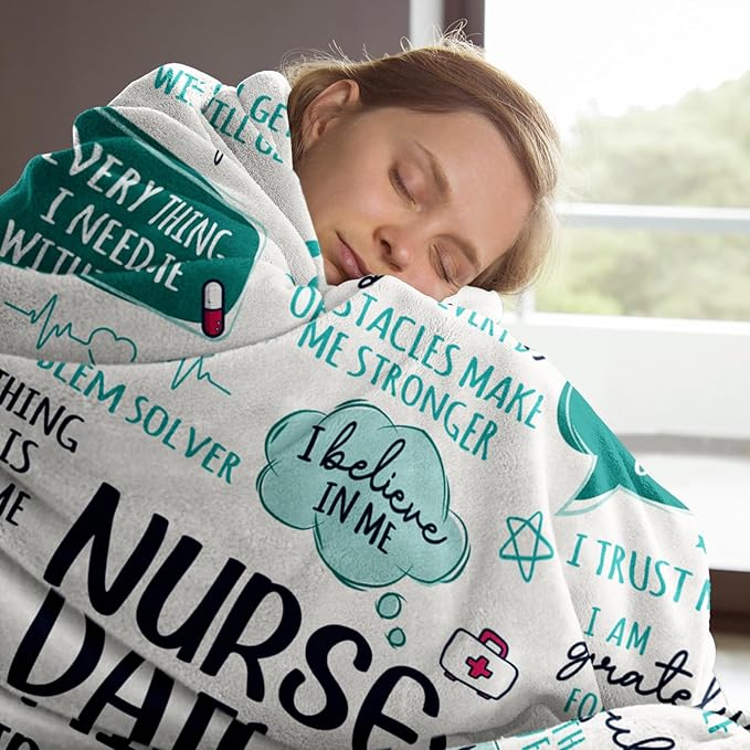 Craftique Nurse Gifts for Women Men, Nurses Week/Day/Appreciation Gifts- Soft Nurse Blanket with Daily Affirmations- LPN RN Gifts for Nurses, Nursing School Graduate Birthday Gifts