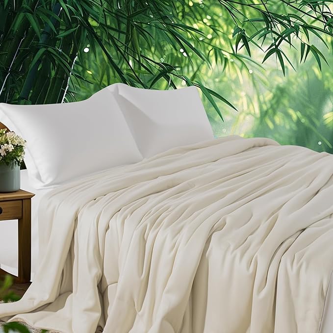 NEXHOME PRO 100% Viscose Derived from Bamboo Comforter King Size - Summer Cooling & Moisture-Wicking Bedding Blanket - All Season Lightweight Design - Natural Organic King Duvet Insert