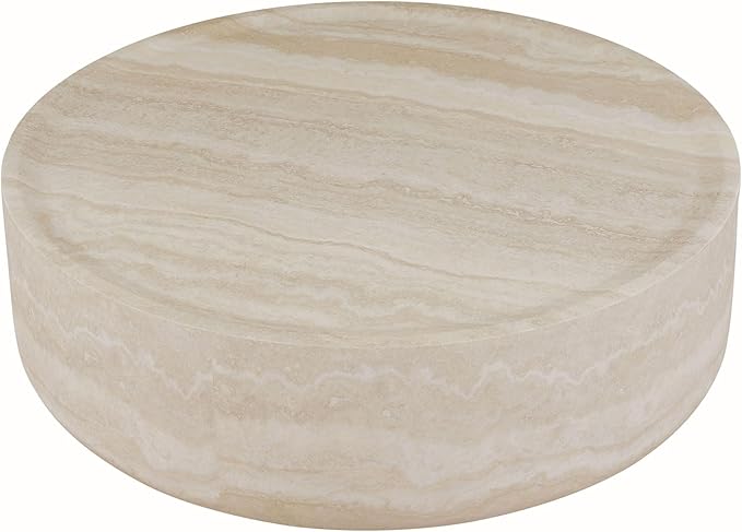 Round Coffee Table Modern Marble Grain Drum Coffee Table Circle Fiberglass Accent Center Table Modern Living Room Tea Table