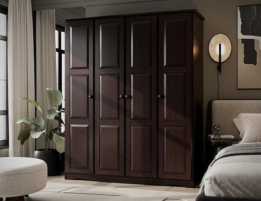 Palace Imports 100% Solid Wood Regal Wardrobe Armoire w/Raised Panel Doors & Clothing Rods, Java, 60.25" w x 72" h x 22.75" d. Renewable Eco-Friendly Wood, Made in Brazil