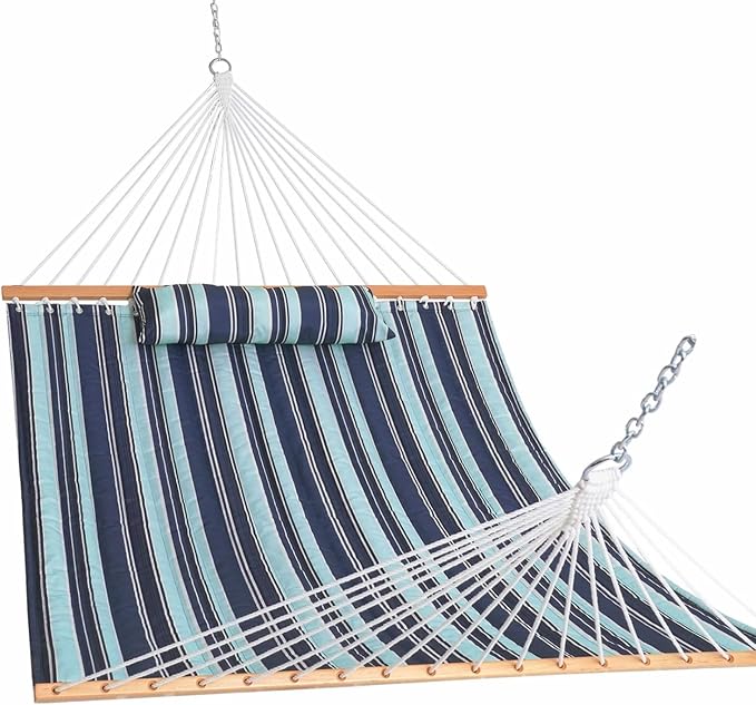 Lazy Daze Hammocks 12 FT Quilted Fabric Double Hammock with Spreader Bars and Detachable Pillow, 450lbs Weight Capacity by LazyDazeHammocks