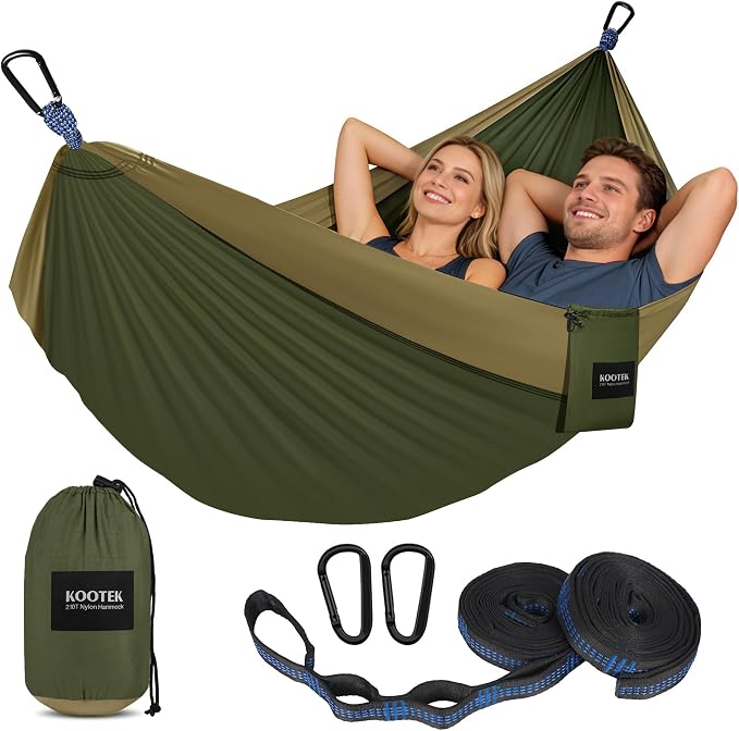 Kootek Camping Hammock, Portable Hammocks with Tree Straps & Attached Carry Bag, Camping Essentials Gear, Perfect for Outside Indoor Hiking Beach Backpack Travel by Kootek
