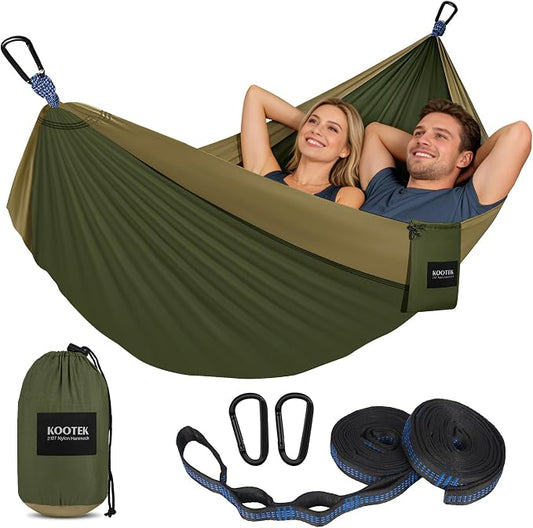 Kootek Camping Hammock, Portable Hammocks with Tree Straps & Attached Carry Bag, Camping Essentials Gear, Perfect for Outside Indoor Hiking Beach Backpack Travel by Kootek