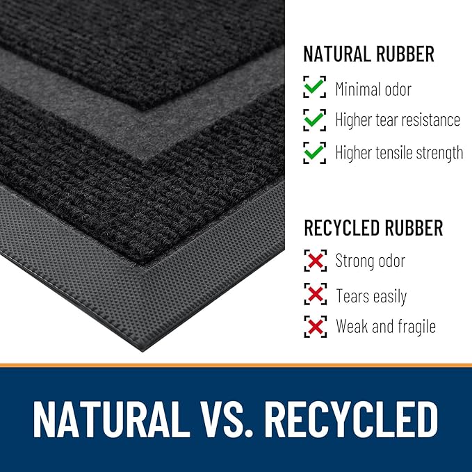 OLANLY Half Circle Door Mat Indoor Outdoor Entrance Welcome, Waterproof All-Season, All-Weather Doormat, Sturdy Natural Rubber, Low Profile, Easy Clean Patio Porch Entryway Mat, 36x24, Black - Image 5