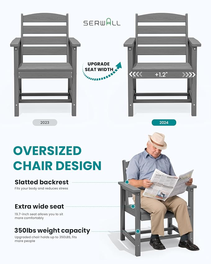 SERWALL Patio Dining Chair Set of 2, Gray - Image 2