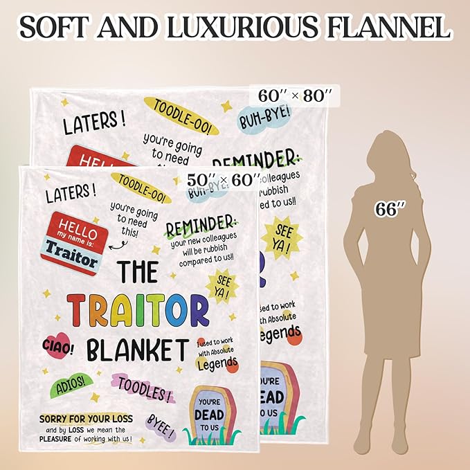 Farewell Gifts for Coworkers, Coworker Leaving Gifts for Women, Men - Traitor Blanket 60" X 50", Goodbye&Going Away Gifts for Coworkers, Work Besties Gift, Leaving Gift for Employee Colleague Boss