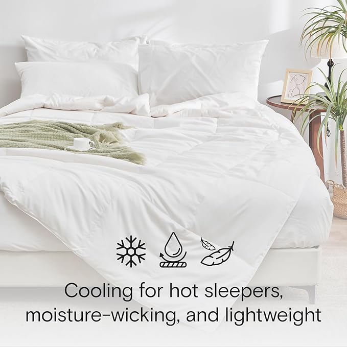 DOZ All Season Cooling Comforter, 100% Viscose Derived from Bamboo, Breathable, Lightweight, Soft, Down Alternative Duvet Insert, 8 Loops, 70"x90" (Twin/Twin XL)
