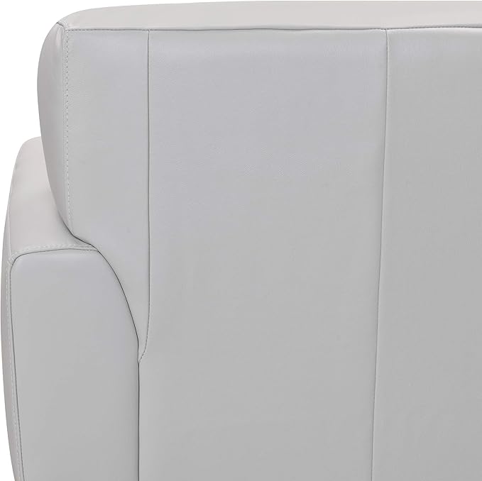 Jedd Contemporary Chair in Genuine Dove Gray Leather with Brown Wood Legs