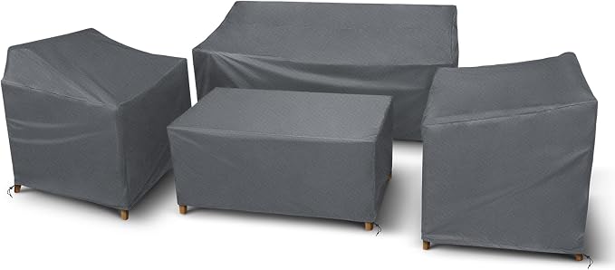 STARTWO Patio Furniture Covers, 4 Piece Heavy Duty Waterproof Outdoor Furniture Cover with Windproof Buckle Strap, for Lawn Rattan Wicker Couch Chair Set, Grey by STARTWO