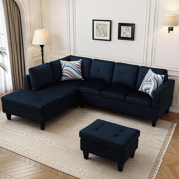 FONTOI L Shaped Sectional Couch with Otttoman, 97" Sectional Sofa for Living Room Modular Couches for Bedroom, Apartments
