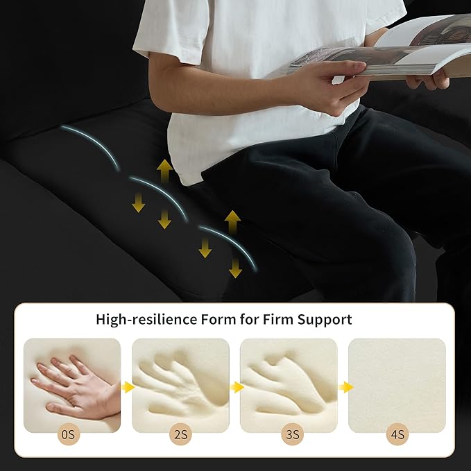 108” Modern Boneless Cloud Couch, Modular L Shaped Sectional Sofa with Convertible Ottoman for Living Room, High-Resilience Memory Foam Couch with Deep Seats, Chenille Soft Cushions, No Assembly
