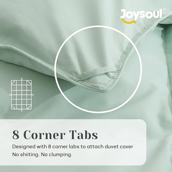 Joysoul King Size Down Comforter - All Season Ultra Soft Goose Down & Feather Fiber Fill, Luxury Hotel Green Duvet Insert with Corner Tabs (104" X 88")