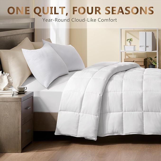 ACCURATEX Lightweight Duvet Insert Oversized King 120x98-100% Cotton Shell,250GSM Filling,All Season Down Alternative Comforter,Ultra-Soft&Breathable,Quilted Thin Duvet with 8 Tabs,Machine Washable