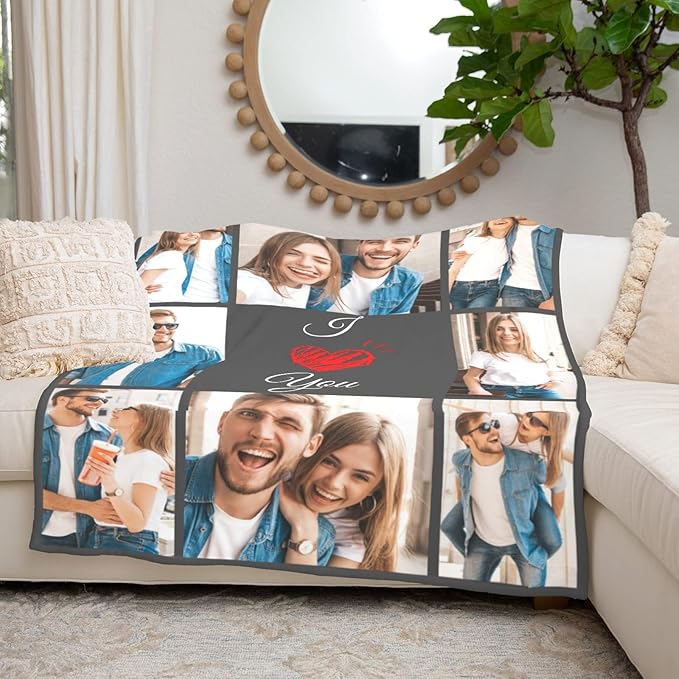 inkArts I Love You Gifts for Couple, Personalized Girlfriend, Custom Blanket with Photos, Blankets Pictures, Photo Using My Own Personalised Christmas
