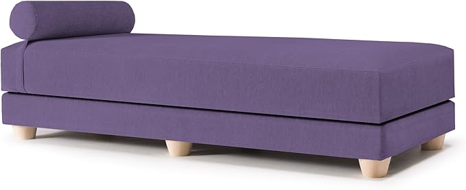 Jaxx Alon Daybed - Fold-Out Sleeper Chaise with Premium Memory Foam Queen-Size Mattress - Made in The USA, Plum