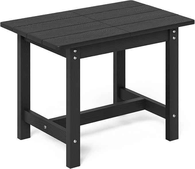 LUE BONA Outdoor Side Table, HDPS Large Size Outdoor Table, Adirondack Side Table, Outside End Table for Patio, Porch, Beach, Garden, Weather Resistant/Easy Maintenance/Indoor or Outdoor Use, Black by LUEBONA