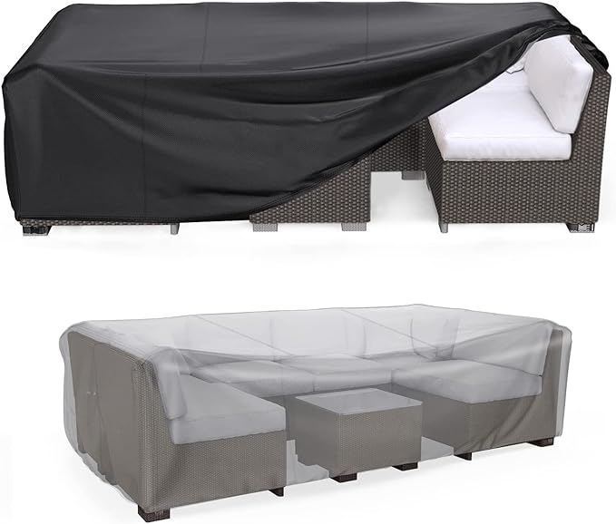 Patio Furniture Set Cover Waterproof, Mrrihand Outdoor Sectional Sofa Set Cover Heavy Duty 600D Table and Chair Set Cover 118" L× 57" W× 28" H by Mrrihand