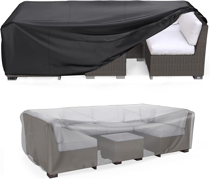 Patio Furniture Set Cover Waterproof, Mrrihand Outdoor Sectional Sofa Set Cover Heavy Duty 600D Table and Chair Set Cover 98" L× 78" W× 30" H by Mrrihand