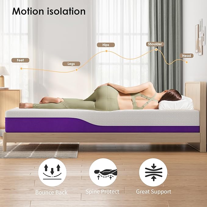 10 Inch Full Gel Memory Foam Mattress Full Size, Medium Firm, Cooling Pressure Relief, Removable Washable Cover, Ideal for Guest Room, RV, Camper, Daybed