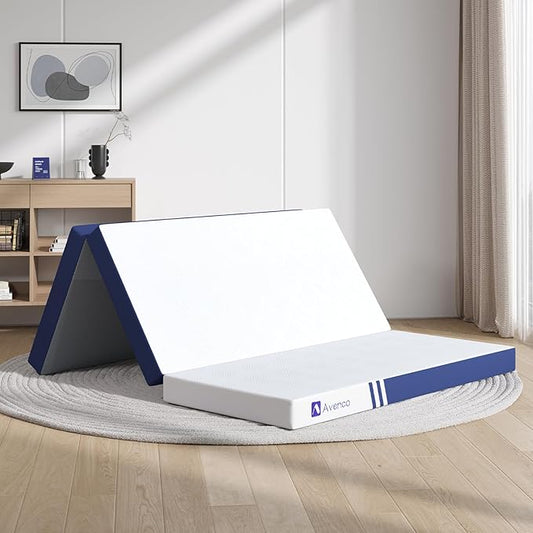 Avenco Foldable Mattress Full, Folding Mattress 4 Inch Memory Foam, Trifold Mattress Portable with Removable Cover & Detachable for Guest Room/Caravan/Camping/Travel, Full Size 75"x54"x4"
