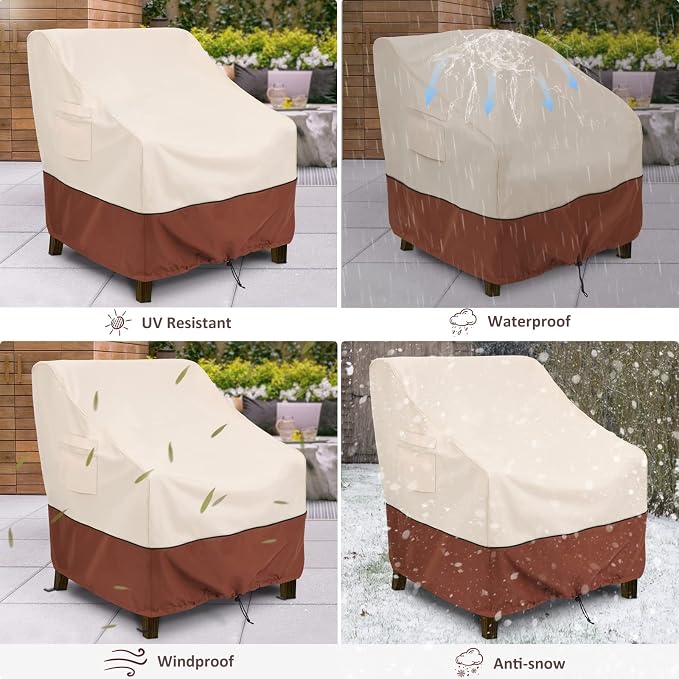 COSFLY Patio Furniture Covers 2 Pack, 600D Waterproof Outdoor Chair Covers for Deep Chairs, All-Weather UV Resistant Protection with Adjustable Straps & Air Vents, Fits up to 35" W x 38" D x 31" H - Image 5