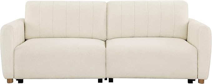 Serta Galway 91.7" Convertible Sleeper Sofa, Queen Size, Wall-Hugging Dreamglide Mechanism, Dreamcoil Comfort, Boucle Fabric, Ivory