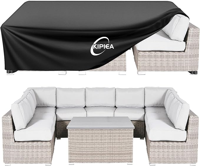 Kipiea Patio Furniture Covers Waterproof Winter, Heavy-Duty Outdoor Furniture Set Covers for Table Chairs, Anti-UV, No Tears or Fading (98" L x 98" W x 28" H) by Kipiea