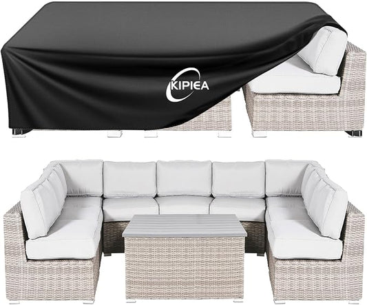 Kipiea Patio Furniture Covers Waterproof Winter, Heavy-Duty Outdoor Furniture Set Covers for Table Chairs, Anti-UV, No Tears or Fading (102" L x 74" W x 27" H) by Kipiea
