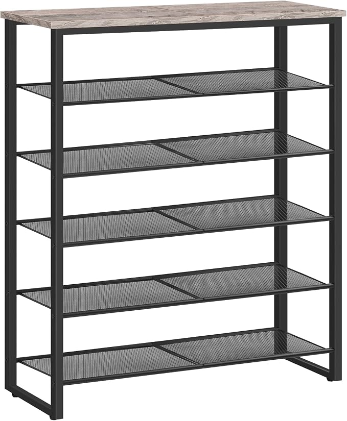 HOOBRO Shoe Rack, 6-Tier Shoe Organizer, for 18-24 Pairs of Shoes, Large Capacity Shoe Storage Shelf, for Entryway, Closet, Hallway, Dorm Room, Industrial, Greige and Black BG67XJ01G1 by HOOBRO