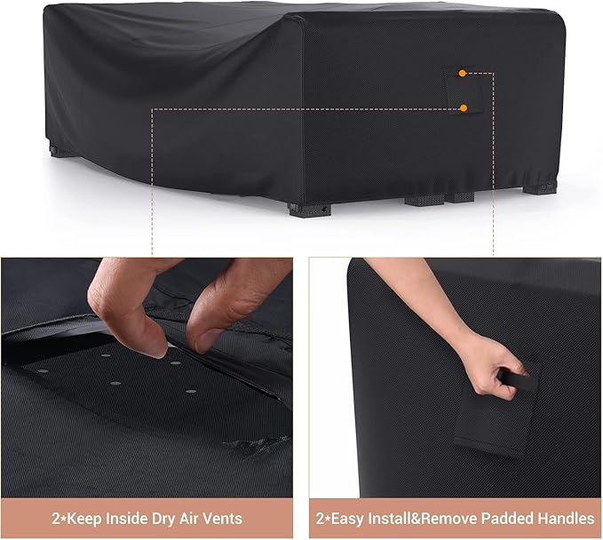 Patio Furniture Set Cover Waterproof, Mrrihand Outdoor Sectional Sofa Set Cover Heavy Duty 600D Table and Chair Set Cover 98" L× 78" W× 30" H - Image 3