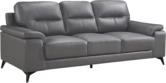 Lexicon Danica Top Grain Leather 2-Piece Living Room Sofa Set, Dark Gray