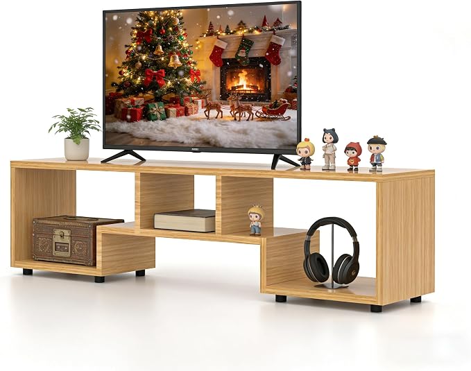 Lightdot TV Stand for TVs up to 55'', Modern Entertainment Center with Open Storage Large Capacity for Collection, Media TV Table Console for Living Room/Bedroom/Sofa Cabinet, Easy Assembly - Walnut by LightdotLighting