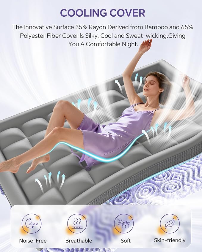 ChiXpace Dual Layer 4 Inch Memory Foam Mattress Topper Twin - 2 Inch Gel Memory Foam and 2 Inch Pillow Top Mattress Pad, 7-Zone Egg Crate Twin Size Mattress Topper (Grey)