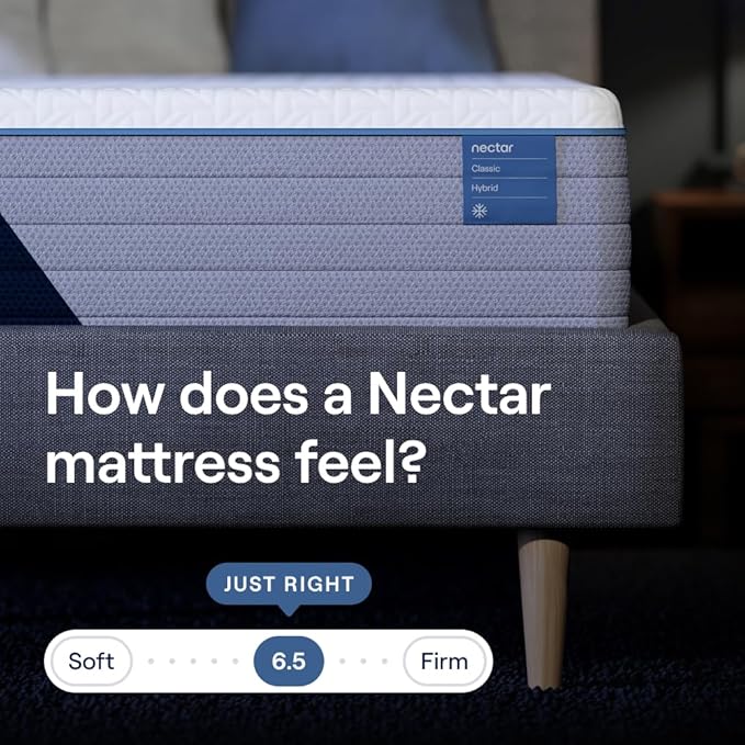 Nectar Full Adjustable Base & 12” Hybrid Mattress (New Version) - Head & Foot Incline - Medium Firm Memory Foam & Coils - Cooling Top Layer - 3 Massage Settings - 365-Night Trial & Forever Warranty