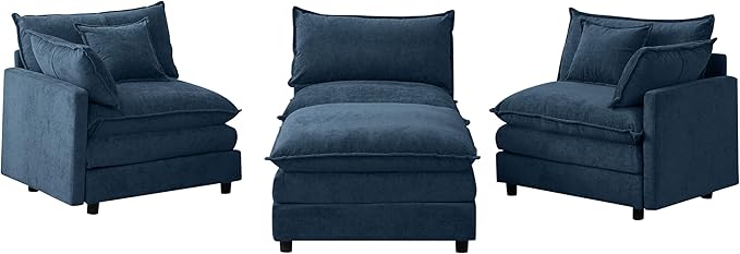 105" Oversized Modular Cloud Sectional Sofa Free Convertible L-Shaped Corner Sectional with Movable Ottoman, Chenille Upholstered Multiple Cushions Cloud Sofa Couches | Easy to Assemble