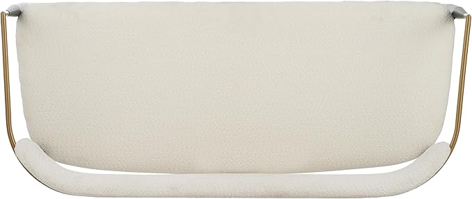 Christopher Knight Home Names Modern Metal Loveseat, Living Room Boucle Fabric Upholstered Settee, Curved Open Backrest 2-Seater Sofa, Cozy Couch for Bedroom/Apartment/Home Office, Black+ Gold + Beige