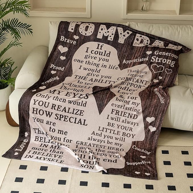 Printwoo Fathers Day Blanket Gifts for Dad from Son, Best Dad Ever Blankets, Father Throw Blanket, 70" L x 50" W