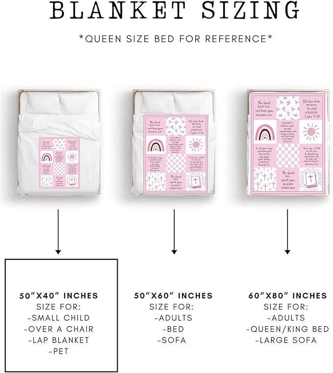 Baptism Gifts for Girl, Baptismal Gift Blanket 40"x50", Christening Favors Present, Best Baptism Gift for Girls, Christian Religious Bible Catholic Gift Ideas Throw Blankets