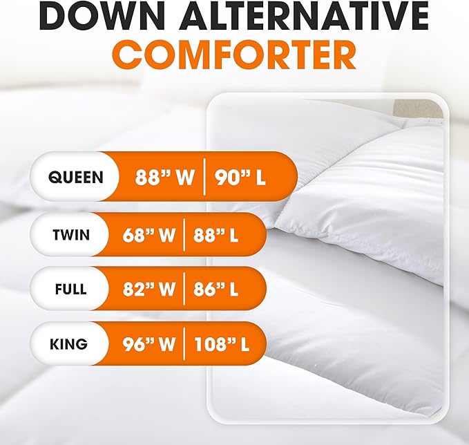 Cheer Collection Duvet Insert-Down Alternative Comforter, Ultra Plush Goose Down Alternative Comforter Queen Size, Premium Bedding for Luxurious Comfort, Machine Washable