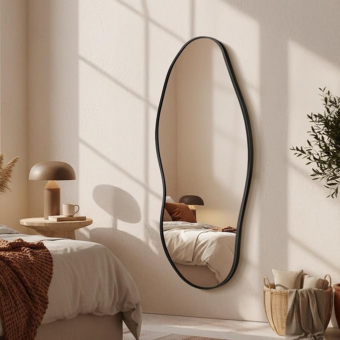 Dorlicecass Mirror Full Length - Irregular Full Body Wall Mirror Hanging 55"x 23" Asymmetrical Aviation Aluminum Alloy Frame Unique for Bedroom, Living Room, Cloakroom, Entryway - Image 7