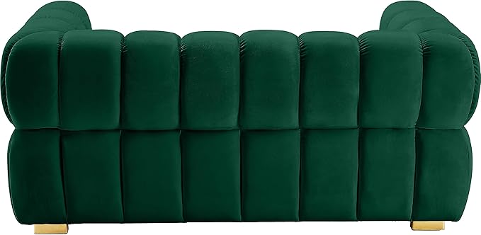 Meridian Furniture 670Green-L Gwen Collection Modern | Contemporary Velvet Upholstered Loveseat with Deep Biscuit Tufting