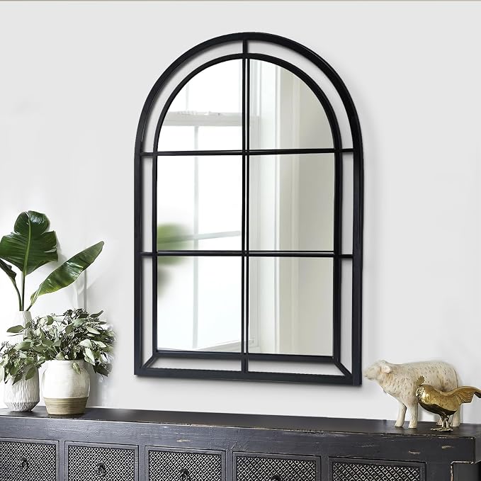 WAMIRRO Arched Mirror,Big Decorative Black Window Pane Mirrors Decor for Wall Mouted/Fireplace/Entryway/Hallway/Living Room/Bathroom 28"X40" - Image 5