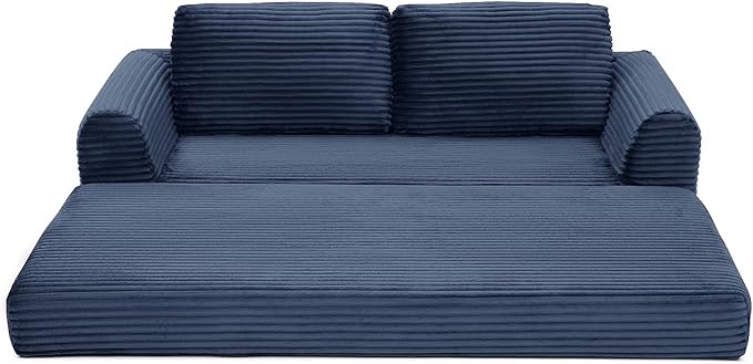 Foldable Boneless Love Seat Couches in a Box, Modern Floor Foam Sleeper Sofa Bed 2-in-1 Convertible Cloud Sofa for Home Apartments Bedroom