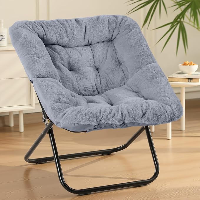 Sweetcrispy Comfy Chair for Adults, Foldable Living Room Chair, Soft Faux Fur Lounge for Bedroom Dorm Rooms, Comfortable Reading Chair for Teens, X-Large