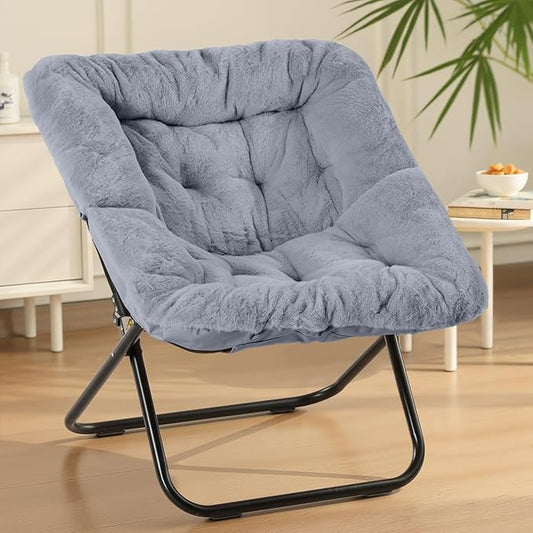 Sweetcrispy Comfy Chair for Adults, Foldable Living Room Chair, Soft Faux Fur Lounge for Bedroom Dorm Rooms, Comfortable Reading Chair for Teens, X-Large