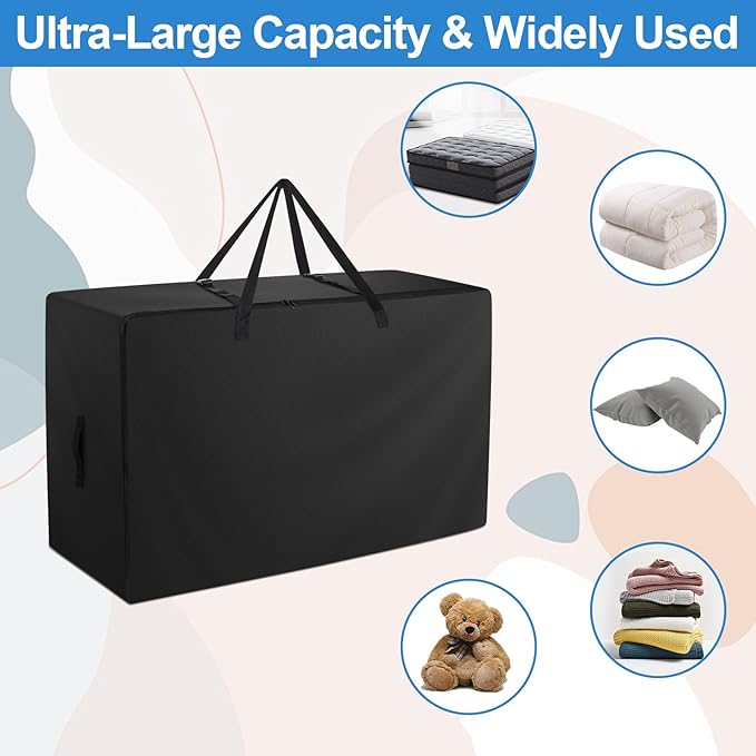 Folding Mattress Bag - 600D Oxford Cloth Heavy Duty Carry Case for Tri-Fold Guest Bed Mattress (Fits 6" Twin & Twin XL Mattress, Black)