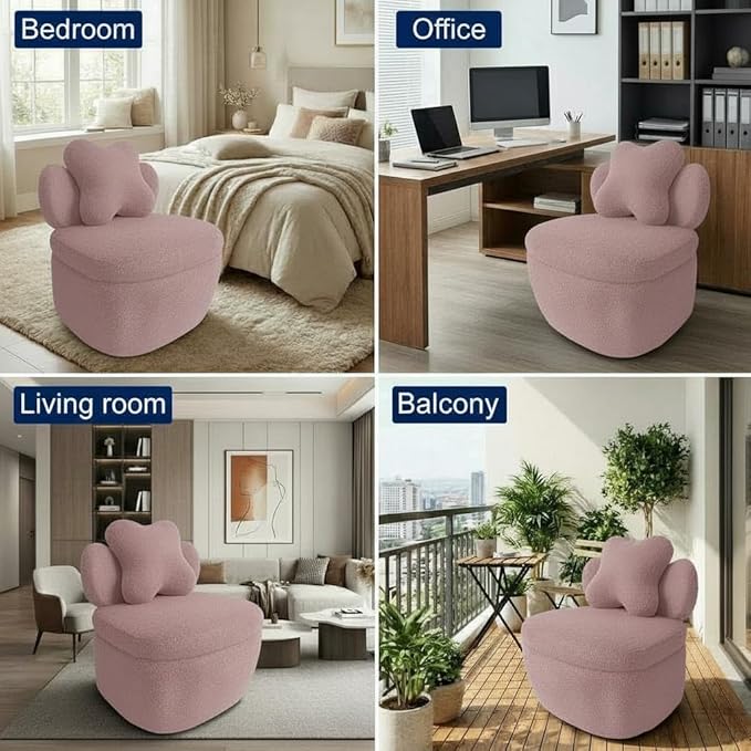 Teddy Velvet Swivel Accent Chair with Storage, 360° Rotating Ergonomic Armchair, Scratch-Resistant Upholstered Sofa Chair for Living Room, Bedroom, Nursery, Apartment or Small Spaces, 300 lbs Capacity